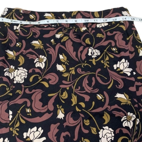 Loft Skirt Women's Size 0 Midi-Stretch Neutral Floral Romance Office Pencil - Picture 5 of 6